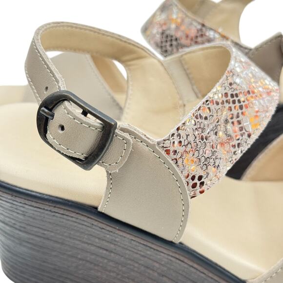 SAS Heather Sandal Quarter Strap Snake SZ 8 Womens Tuape Gray Wedge Comfort Shoe - Picture 6 of 11